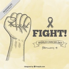 世界癌症日背景与手绘