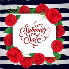 度假夏日红玫瑰销售背景
