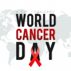 背景：红丝带和地图，世界癌症日