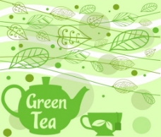 绿色叶子手绘茶叶矢量图