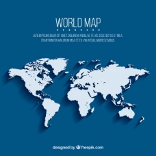 @世界蓝色背景与世界地图