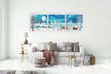 客厅无框画雪人与白茫茫的雪景无框画高清图片