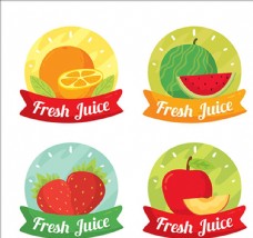 进口蔬果四个不同颜色的水果贴纸
