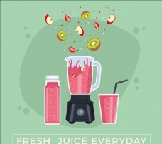 榨汁机与果汁海报