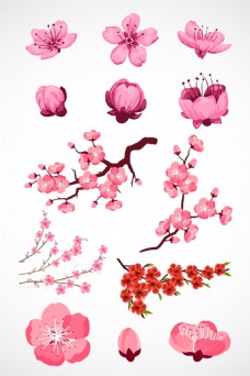 春季背景手绘粉色桃花