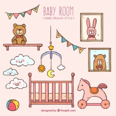 带婴儿玩具的手绘房间