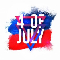 文字背景七月的白色文字第四蓝色和红色的三角形背景为美国独立日庆祝活动