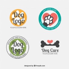宠物狗在平面设计四个奇妙的狗标志集