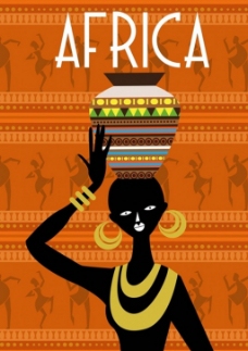 黄色背景非洲部落人类舞蹈背景图