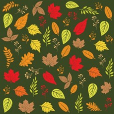 绿色叶子秋季彩色叶子矢量图
