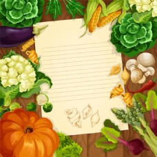 信纸健康蔬菜水果海报卡片背景矢量