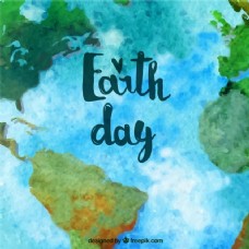 地球日地球母亲日背景与水彩世界地图