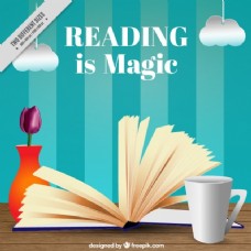 开放的背景和短语“阅读是魔术”