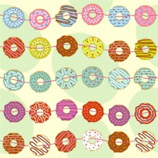 连串串连起来的甜甜圈手绘卡通矢量图