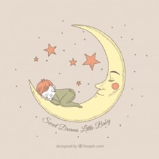 睡在月球上的男孩的美丽背景