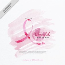 世界癌症日的水彩背景粉红色背景