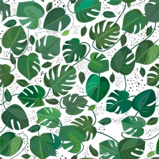 欧式花纹背景绿色树叶布艺壁纸图片