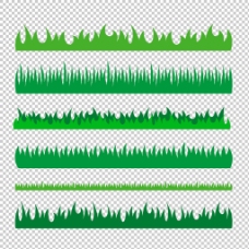 春季绿色卡通草地免边框抠png透明图层素材