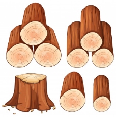 木柴一堆柴火和树桩树插图