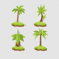 三亚卡通棕榈树椰子树免抠png透明图层素材
