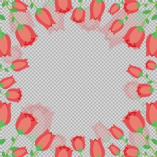 红玫瑰圆形花边免抠png透明图层素材