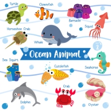 动物形象海洋动物卡通形象矢量素材