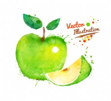 蔬菜水果苹果创意喷溅水彩墨迹水果玉米蔬菜矢量