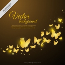 黄色背景金色蝴蝶的装饰背景