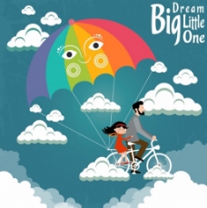 梦想天空骑自行车背景图