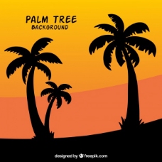 棕榈树背景剪影