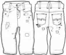 儿童休闲休闲裤儿童服装设计秋冬装线稿矢量素材