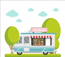 平面冰淇淋车背景的设计