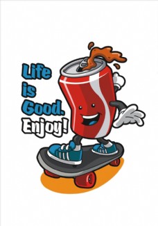 可乐瓶易拉罐矢量图下载