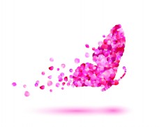 粉色花瓣飞行中的蝴蝶矢量海报设计素材