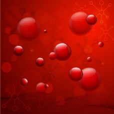 健康医疗红色背景有光泽的气泡分子和DNA结构用于健康和医疗概念