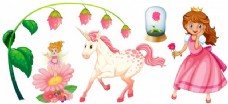 SPA插图童话与公主和独角兽的插图