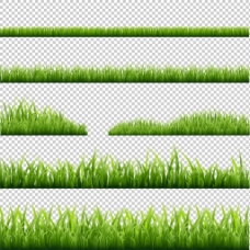 透明素材绿色草地花边免抠png透明图层素材
