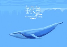 手绘简约风鲸鱼字体设计