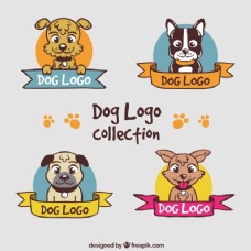 宠物狗带装饰彩带的彩色狗标识