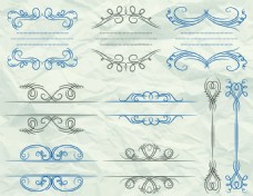 欧式花纹背景欧式纹理画框分割线与复古装饰元素
