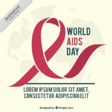 世界艾滋病日背景与红丝带和世界地图