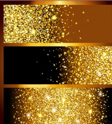 发光粒子三款金色发光亮片奢华背景矢量素