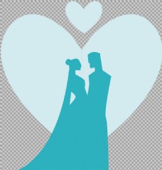 蓝色婚礼元素免抠png透明图层素材