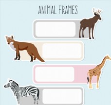 动物创意4款创意野生动物框架矢量素材