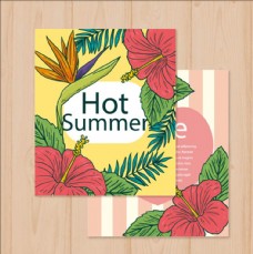 热带花卉的夏天卡片
