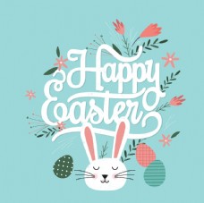 广告春天手绘复活节兔子