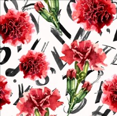 女童印花植物花朵花卉四方连续底纹