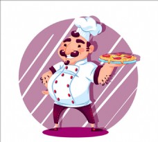 吃货美食意大利披萨厨师的背景