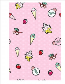 草莓冰激凌香蕉矢量图下载