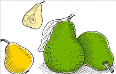 卡通菠萝梨子
